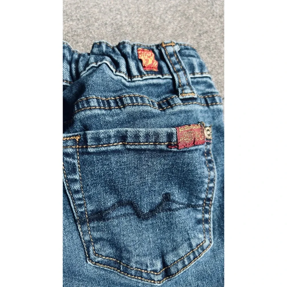 7 For All Mankind Skinny Jeans Kids Size 7 Blue Adjustable Waist Stretch Denim